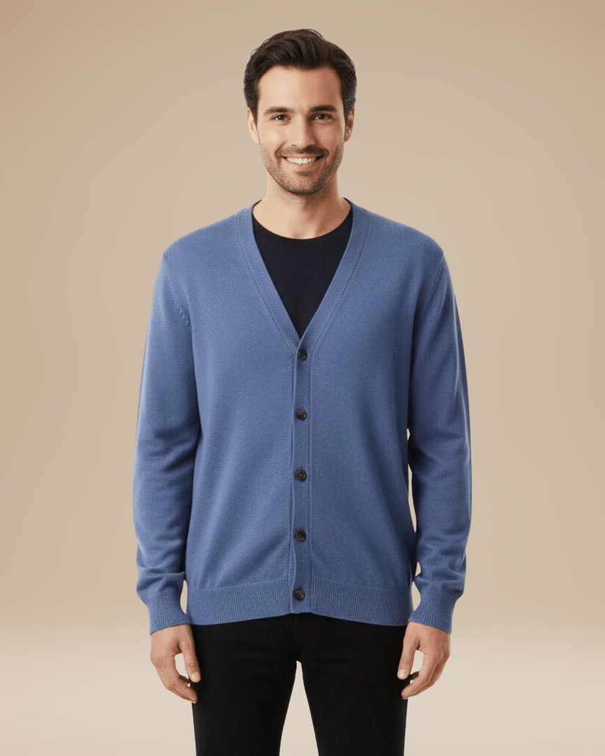 Cardigan Uomo Misto Cashmere Scollo a V Bottoni Elegante 14