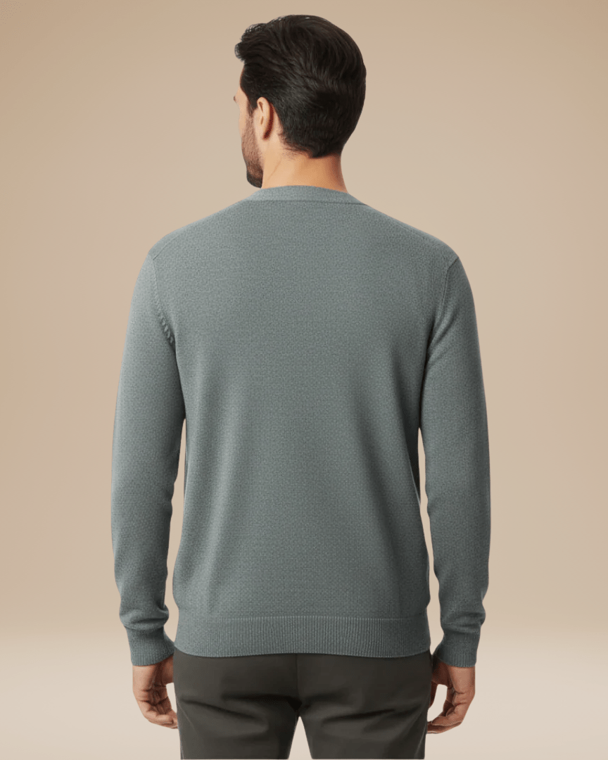 Cardigan Uomo Misto Cashmere Scollo a V Bottoni Elegante 2