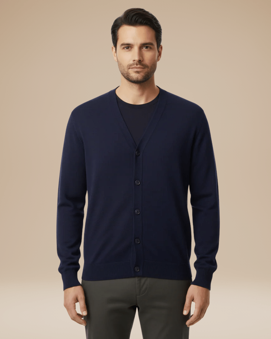 Cardigan Uomo Misto Cashmere Scollo a V Bottoni Elegante 7