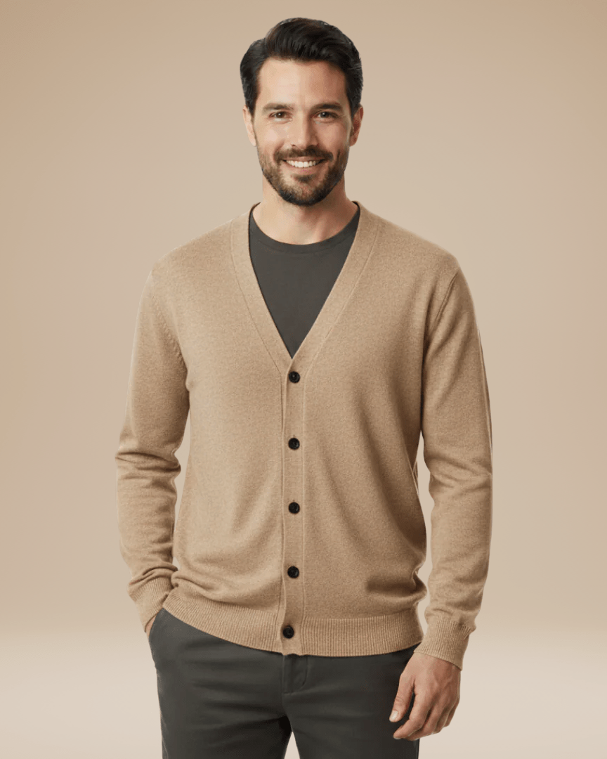 Cardigan Uomo Misto Cashmere Scollo a V Bottoni Elegante 9