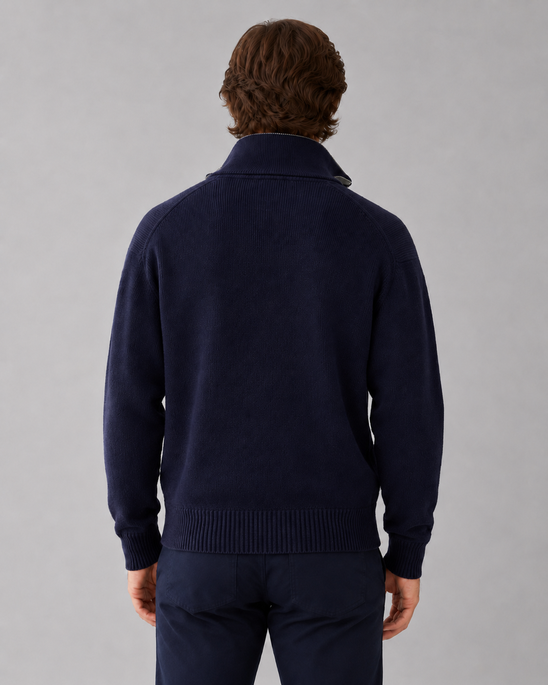 Cardigan Uomo in Maglia Full Zip Collo Alto 1