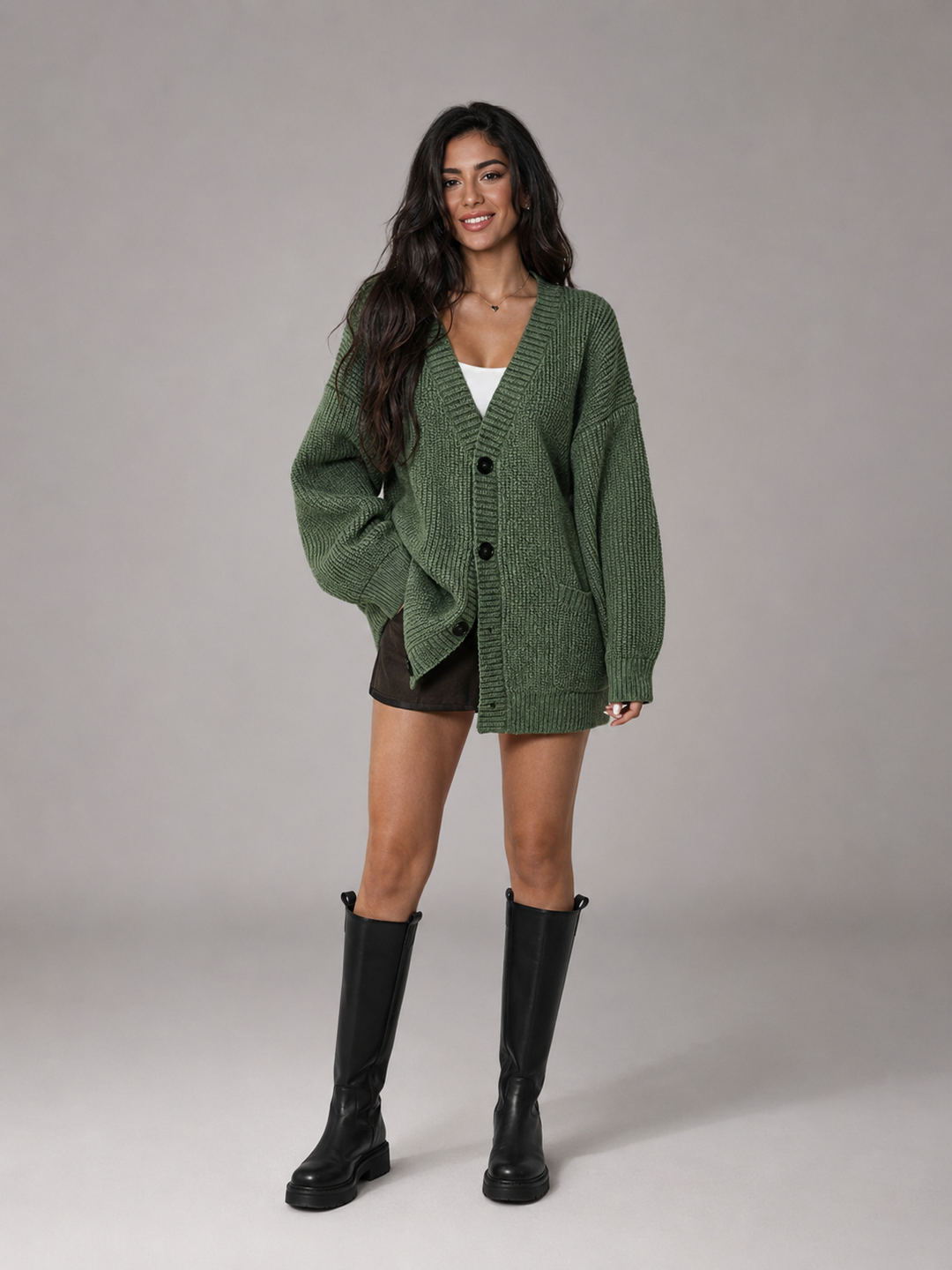 Chunky Knit Oversized V-Neck Cardigan