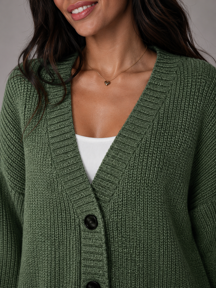 Chunky Knit Oversized V-Neck Cardigan
