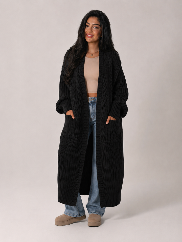 Chunky Knit Longline Open Front Cardigan