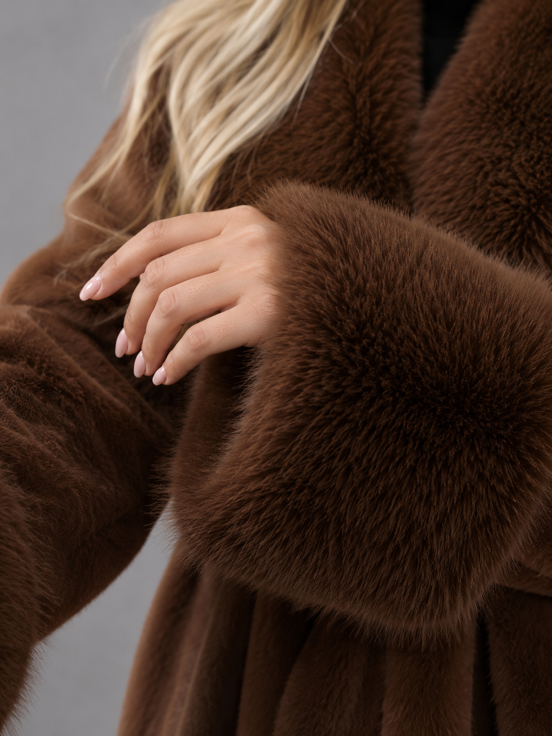 Belted Faux Fur Collar Coat for Women