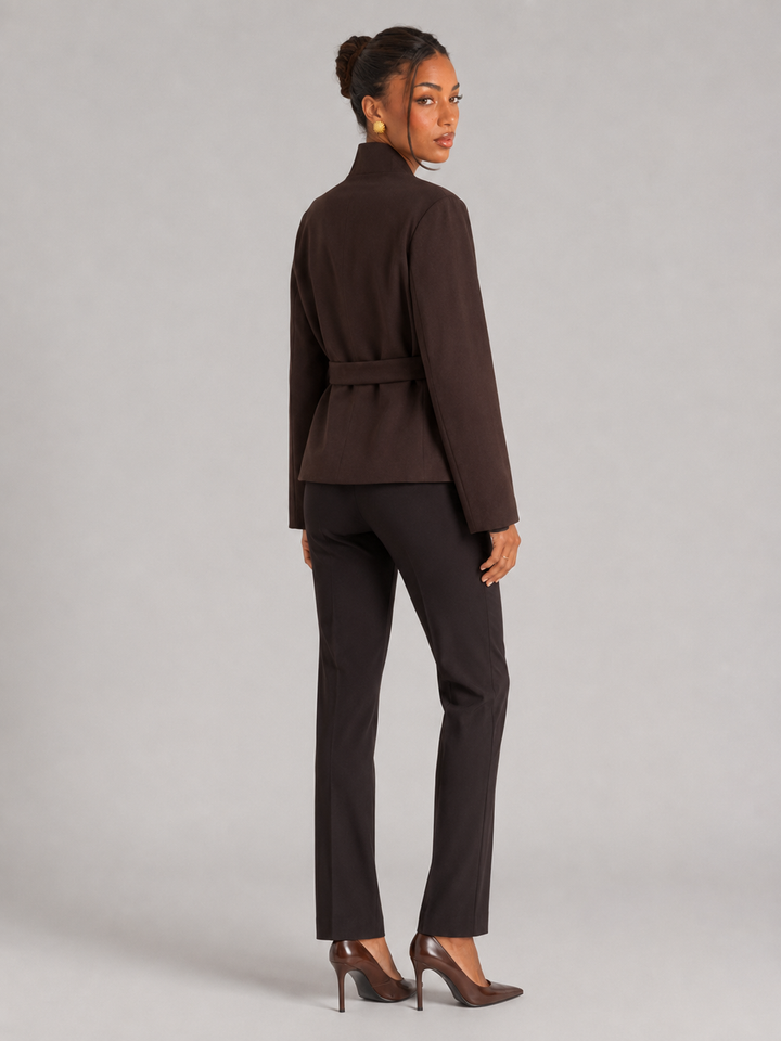 Belted Wrap Jacket with Shawl Collar