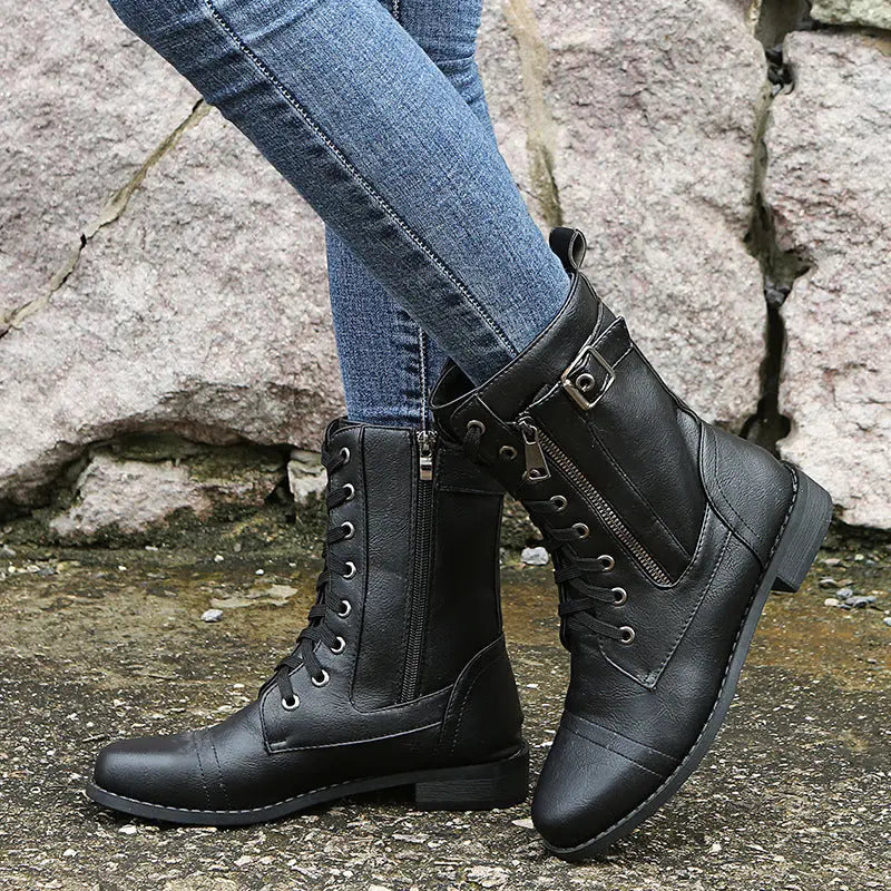 Classic Lace-Up Black Ankle Boots for Women – Timeless Style &amp; All-Day Comfort