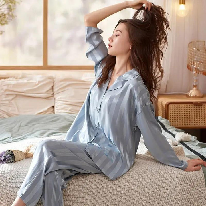 Classic Striped Pajama Set for Women – Comfortable &amp; Stylish Sleepwear-Caliboot