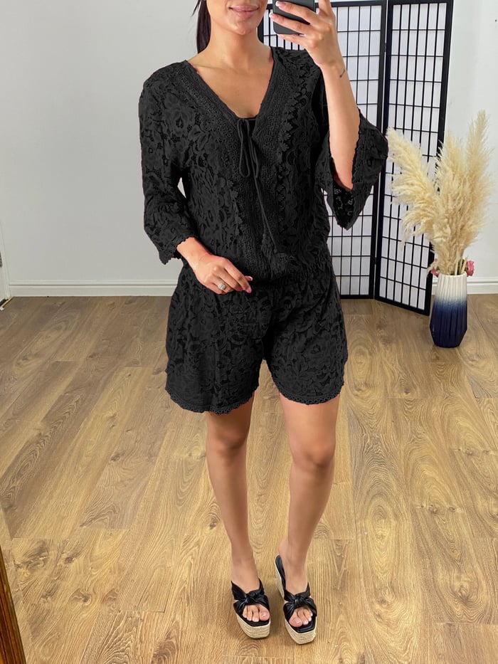 Combinazione corta casual Donna | Scollo a V & Vita Elasticizzata