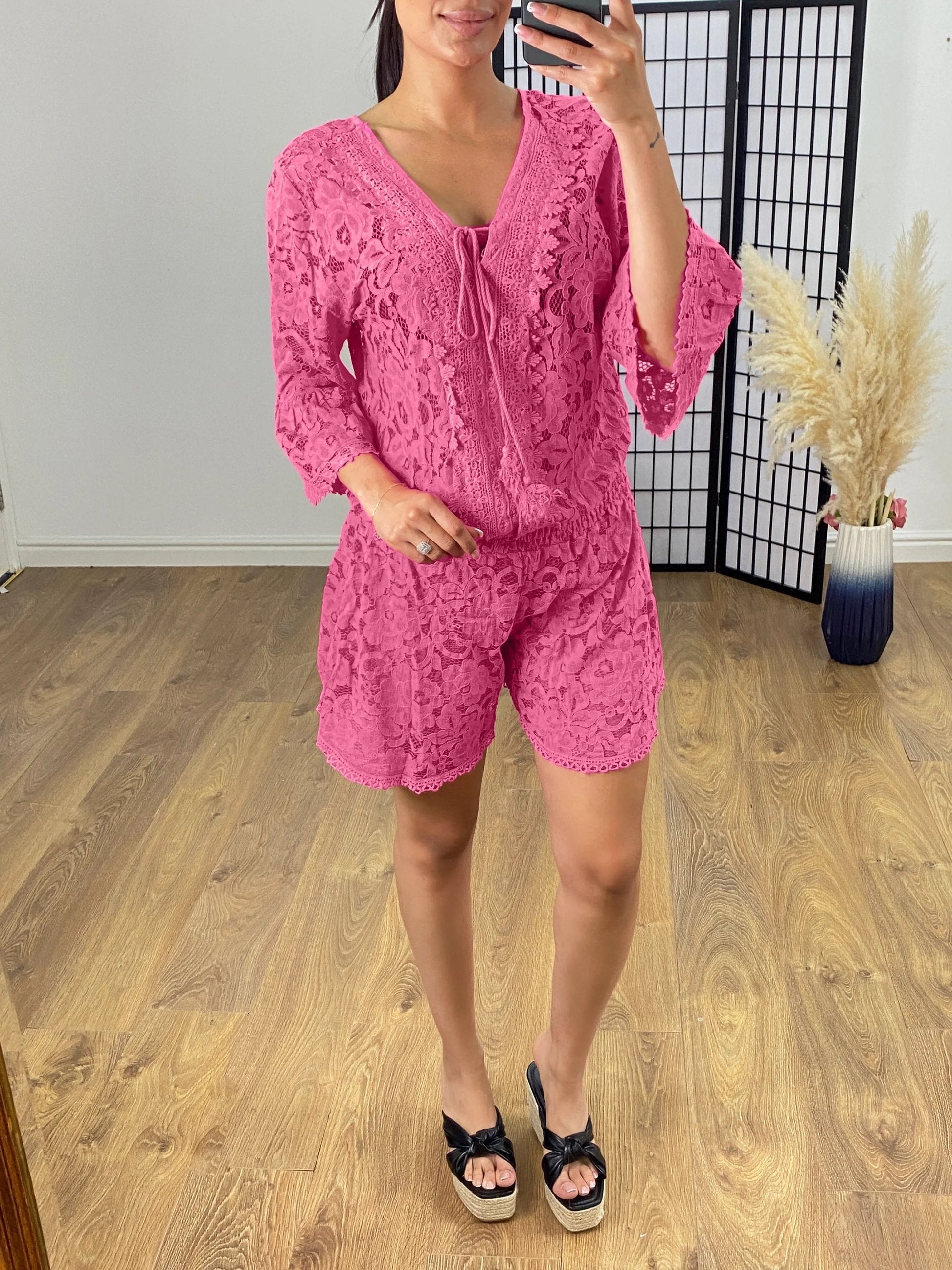 Combinazione corta casual Donna | Scollo a V & Vita Elasticizzata