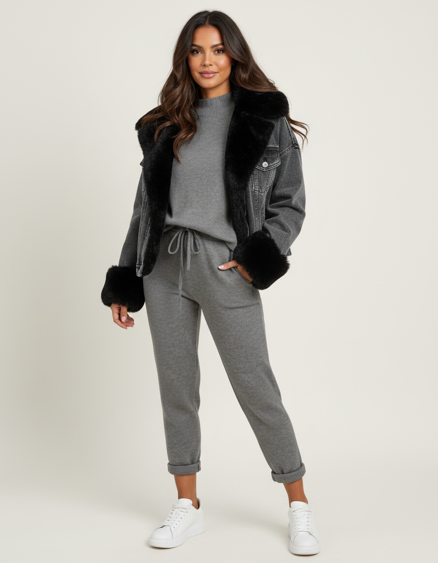 Dames Lounge Set – Comfortabele Losvallende Pasvorm Grijs / S - AIDA LENA