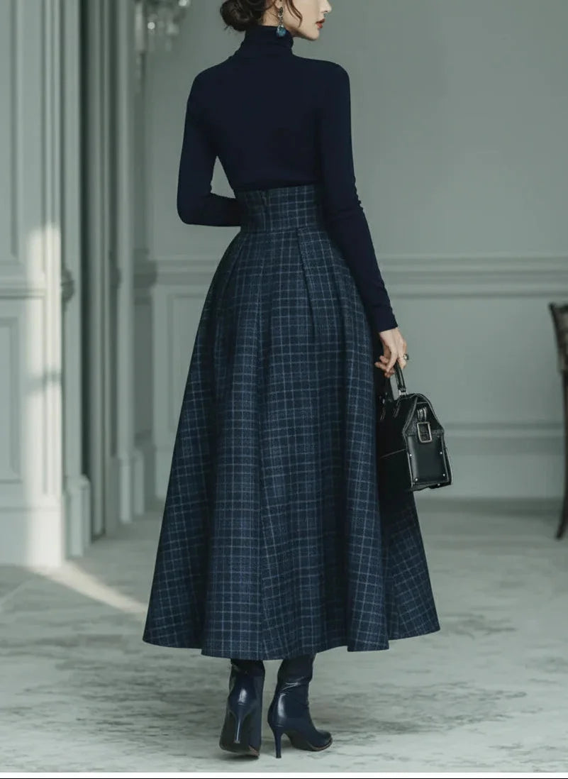 Completo Due Pezzi Donna | Dolcevita e Gonna a Quadri