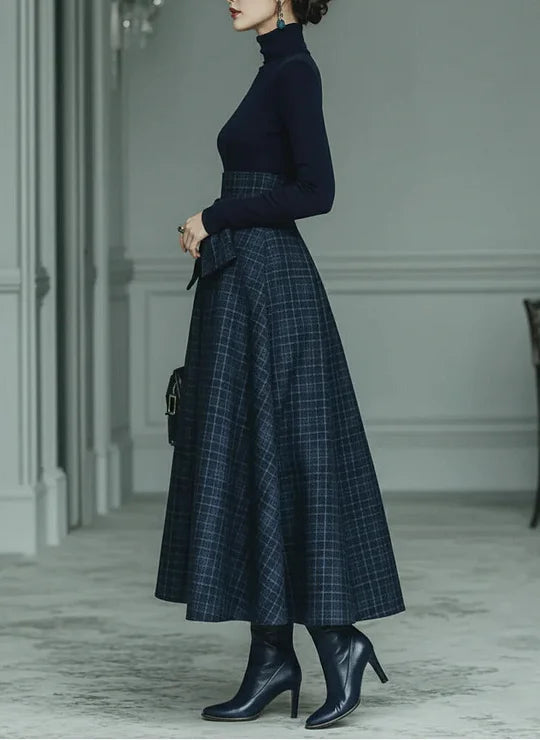 Completo Due Pezzi Donna | Dolcevita e Gonna a Quadri