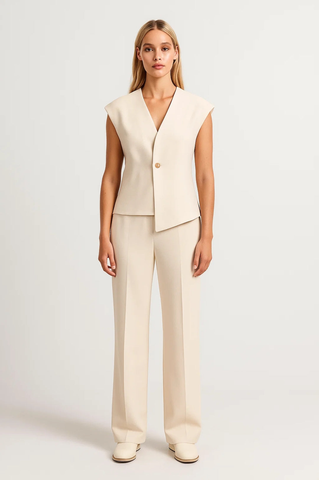 Completo Due Pezzi Donna | Gilet Asimmetrico & Pantaloni Palazzo