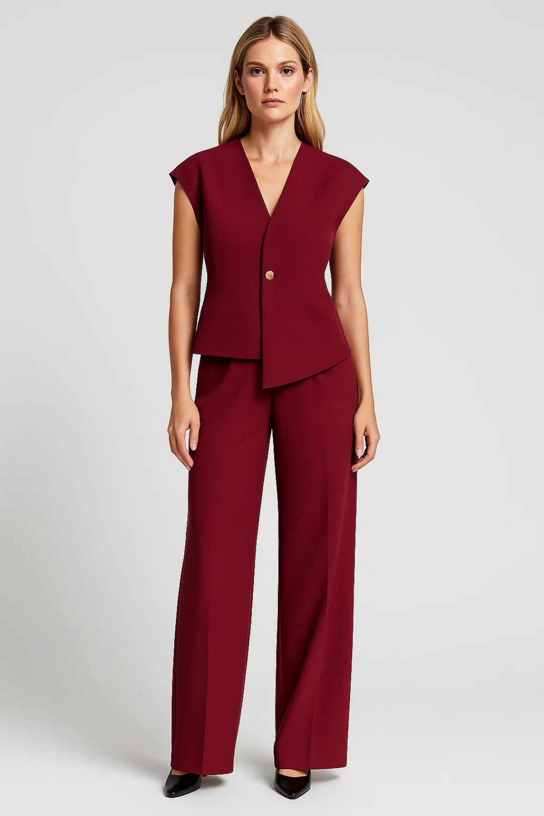 Completo Due Pezzi Donna | Gilet Asimmetrico & Pantaloni Palazzo