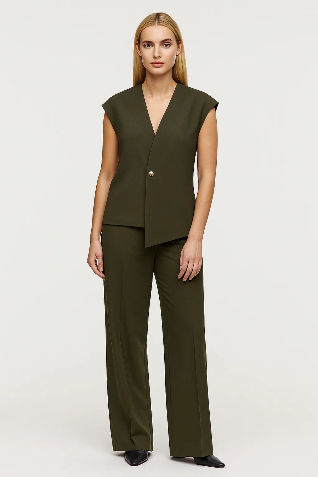 Completo Due Pezzi Donna | Gilet Asimmetrico & Pantaloni Palazzo