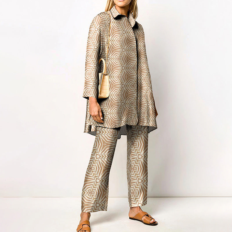 Completo Elegante Stampato Donna | Coordinato due pezzi & Linea fluida slanciante