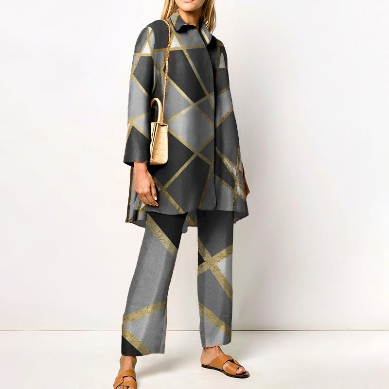 Completo Elegante Stampato Donna | Coordinato due pezzi & Linea fluida slanciante