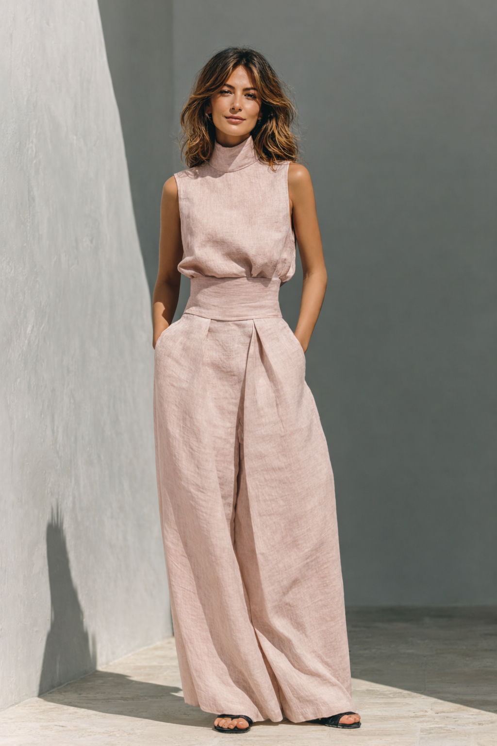 Completo di canotta e pantaloni larghi Donna | Collo Alto & Silhouette Slanciata