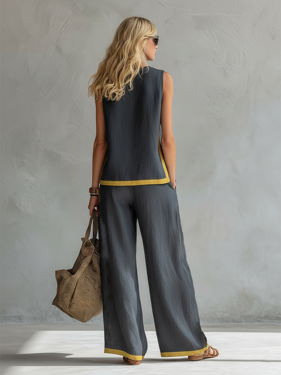 Completo elegante di due pezzi Donna | Linea ampia slanciante & Dettagli grafici moderni