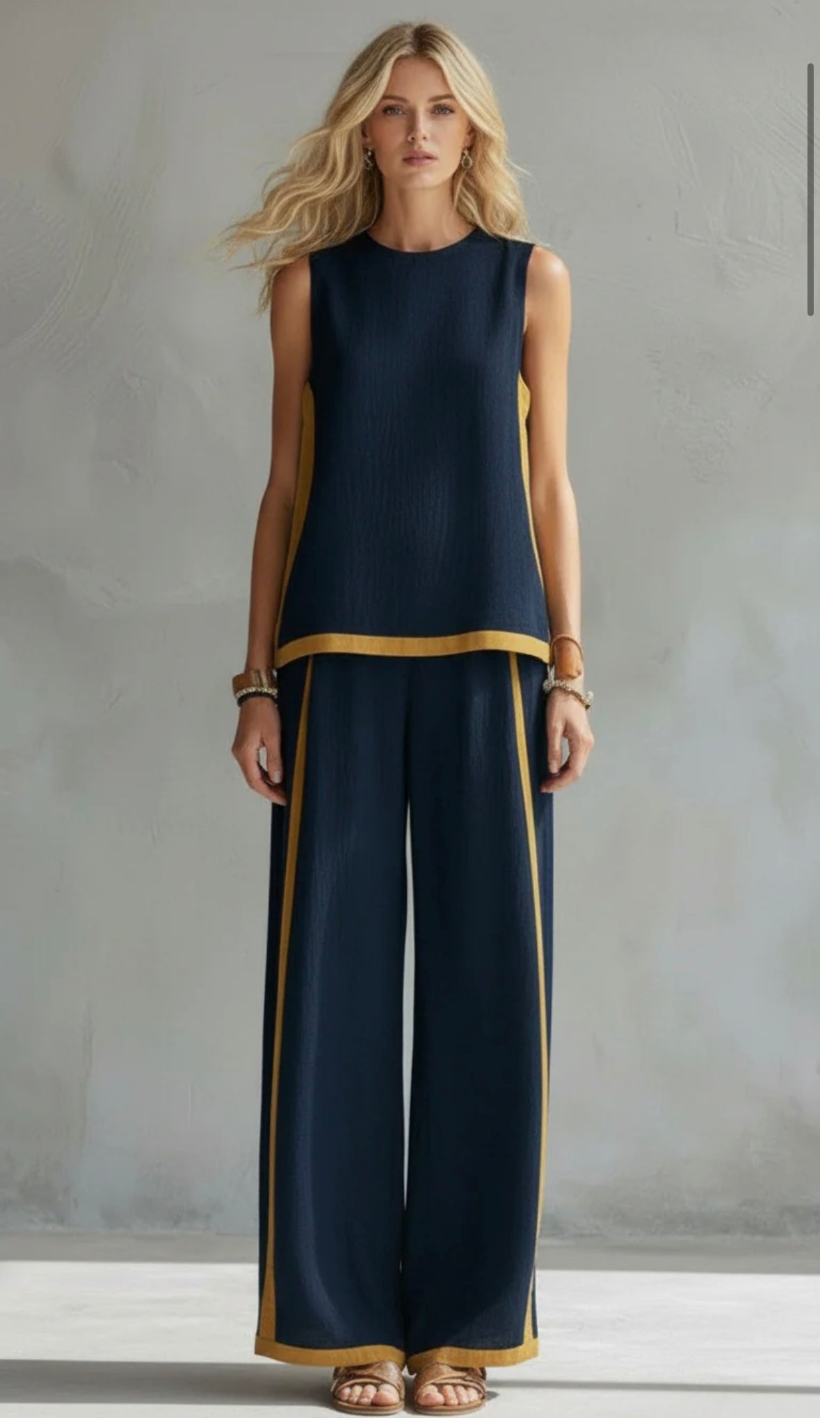Completo elegante di due pezzi Donna | Linea ampia slanciante & Dettagli grafici moderni