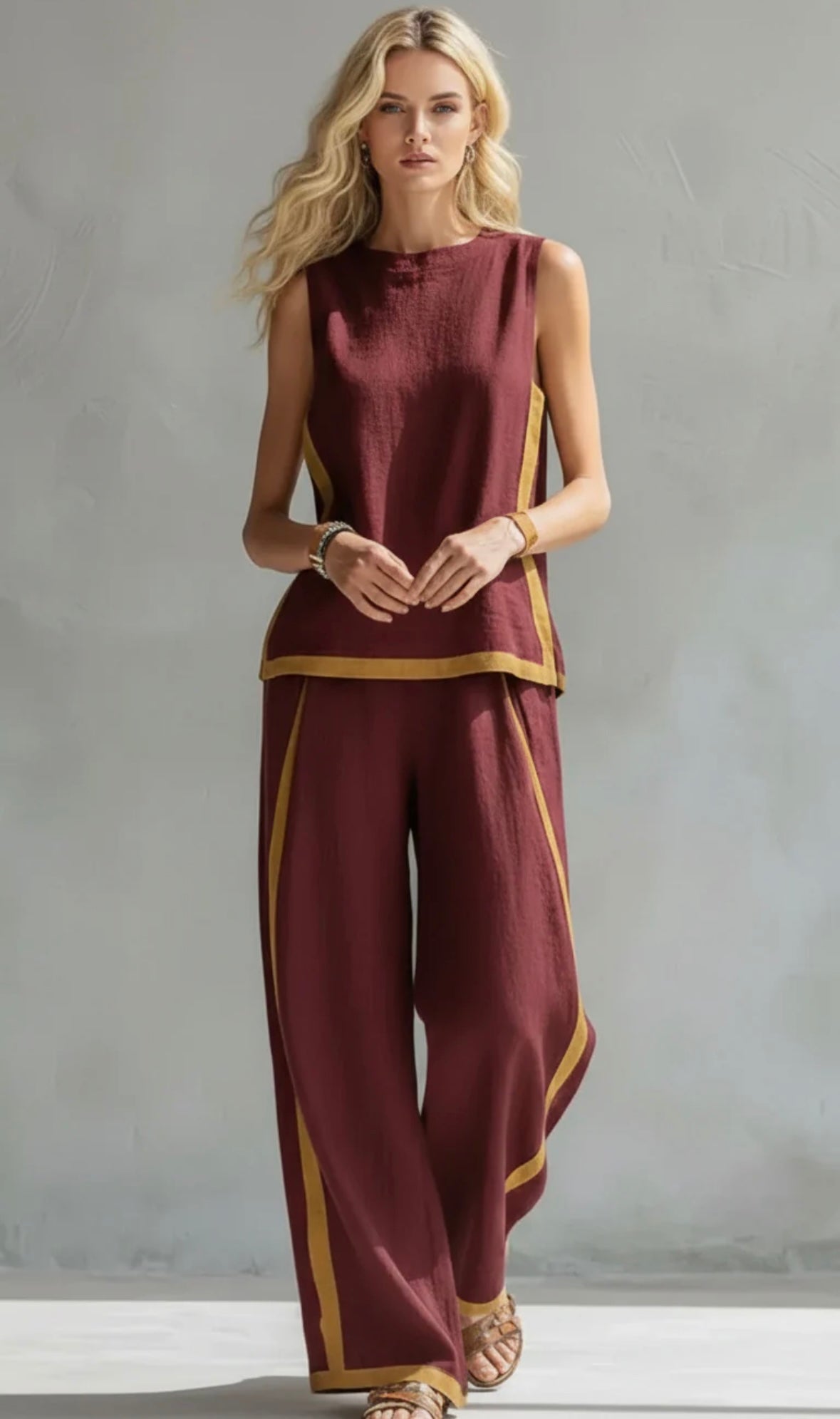 Completo elegante di due pezzi Donna | Linea ampia slanciante & Dettagli grafici moderni