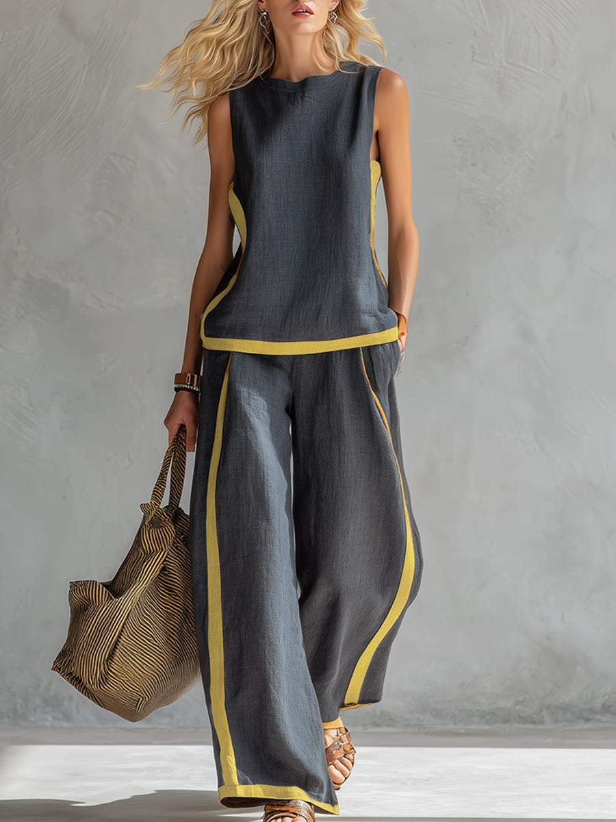 Completo elegante di due pezzi Donna | Linea ampia slanciante & Dettagli grafici moderni