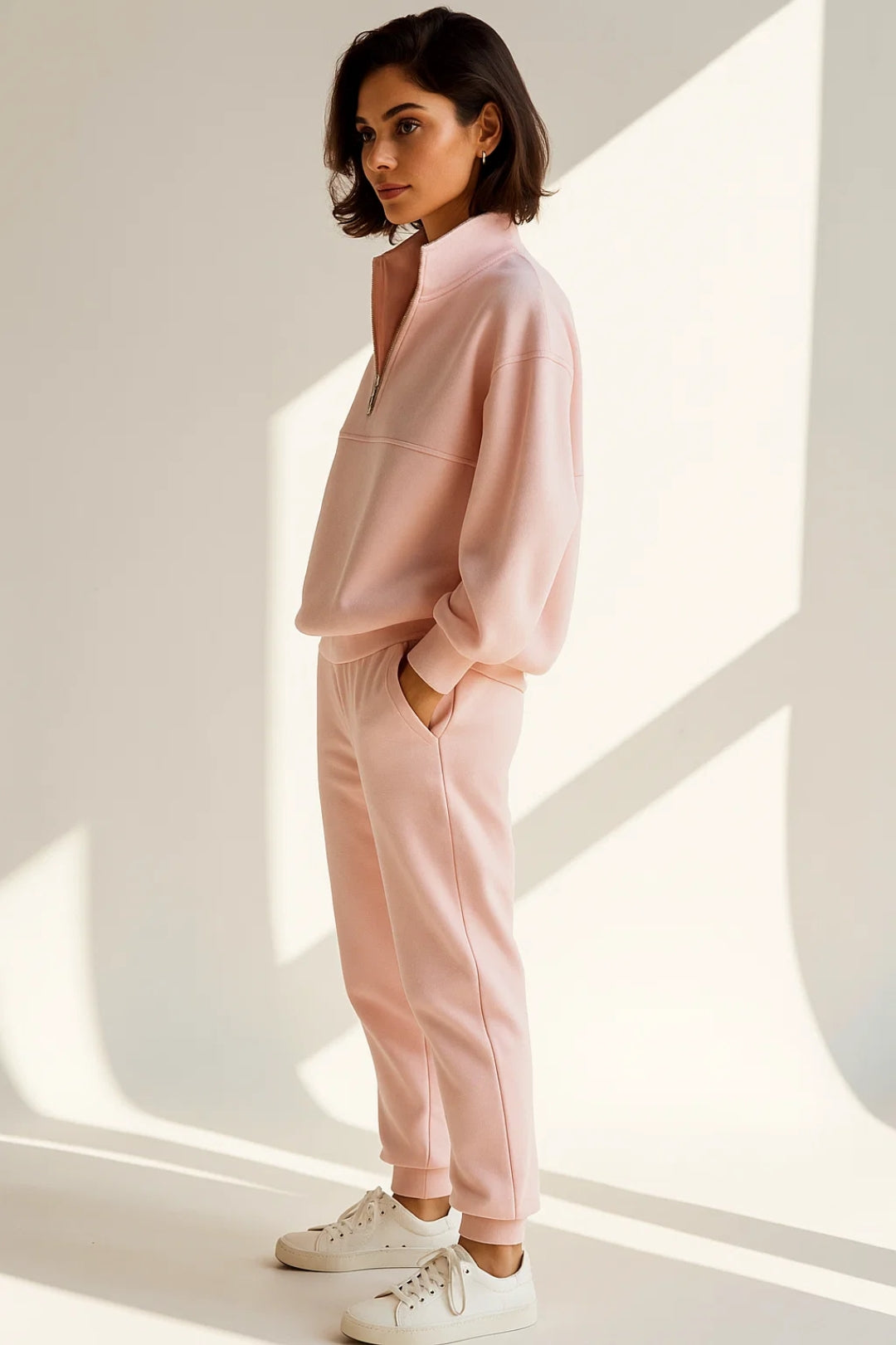 Completo sportivo in cotone | Felpa con zip e pantaloni jogger | Morbido e confortevole 1