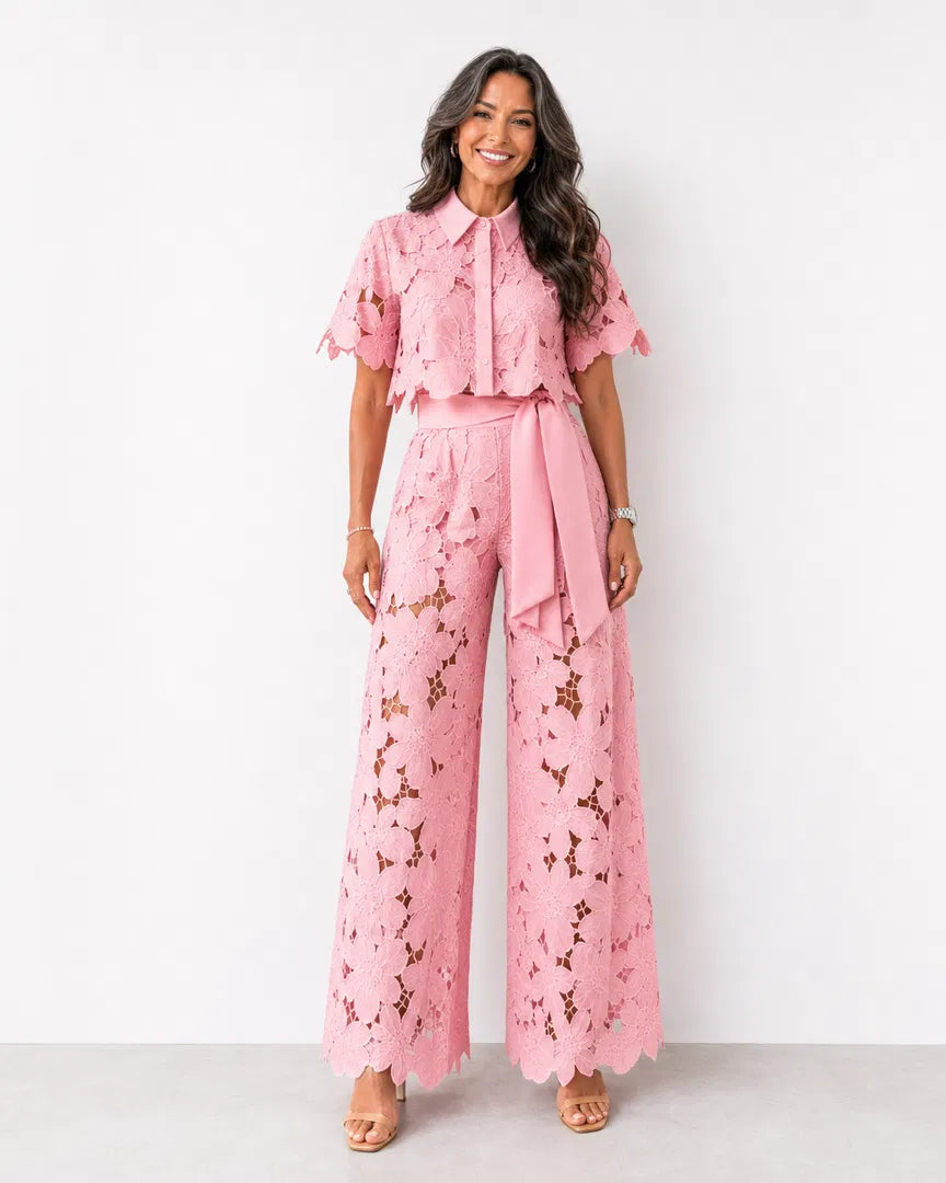 Completo Donna Isabela — Camicetta e Pantalone in Pizzo Traforato 3