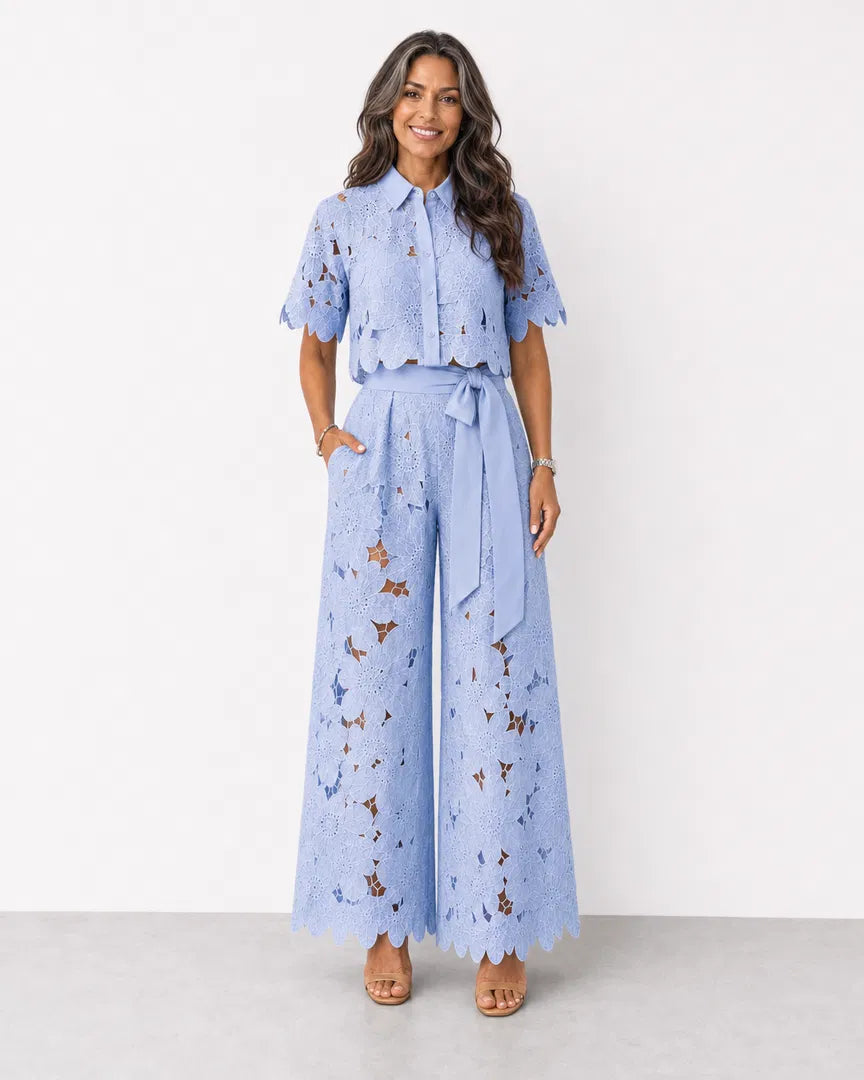 Completo Donna Isabela — Camicetta e Pantalone in Pizzo Traforato 4