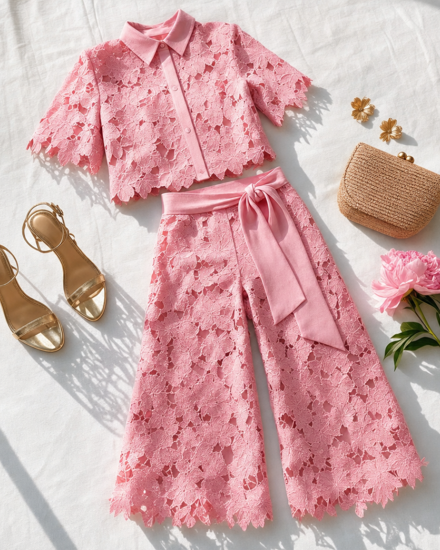 Completo Donna Isabela — Camicetta e Pantalone in Pizzo Traforato 8