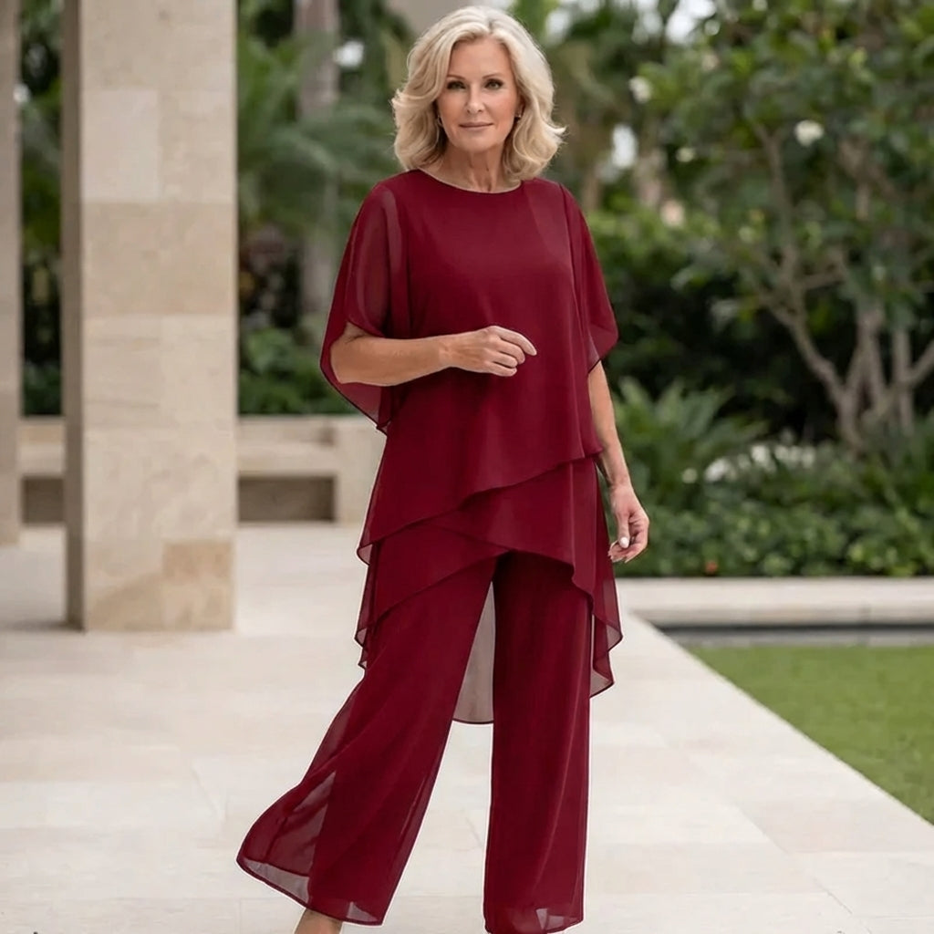 Costume con pantaloni palazzo drappeggiati Donna | Eleganza Fluida & Linea Slanciata