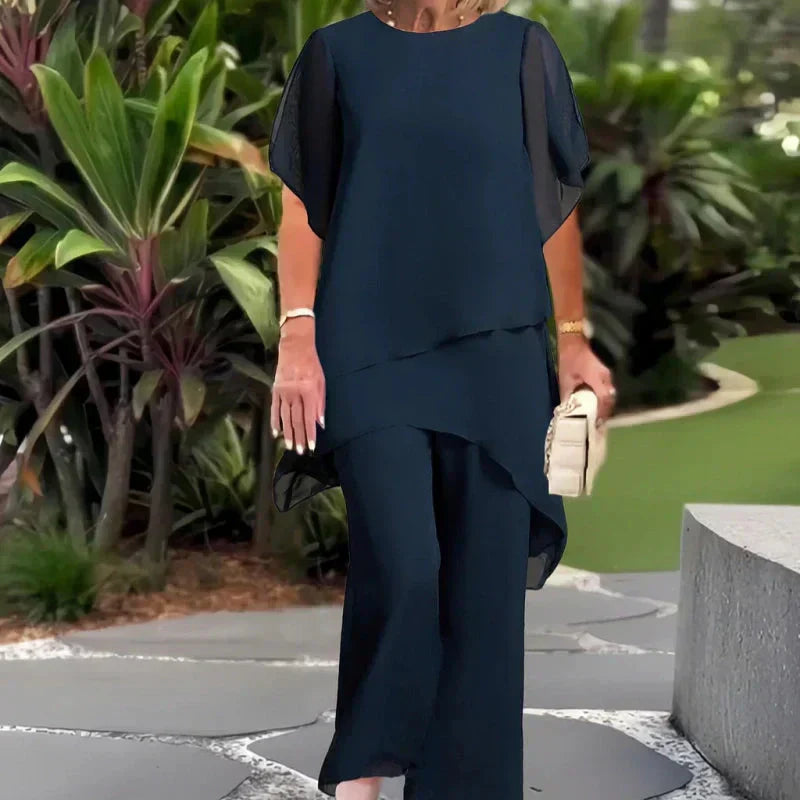 Costume con pantaloni palazzo drappeggiati Donna | Eleganza Fluida & Linea Slanciata