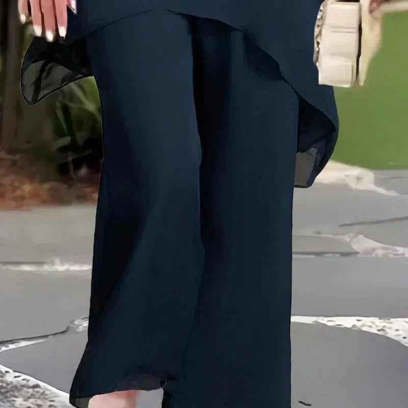 Costume con pantaloni palazzo drappeggiati Donna | Eleganza Fluida & Linea Slanciata