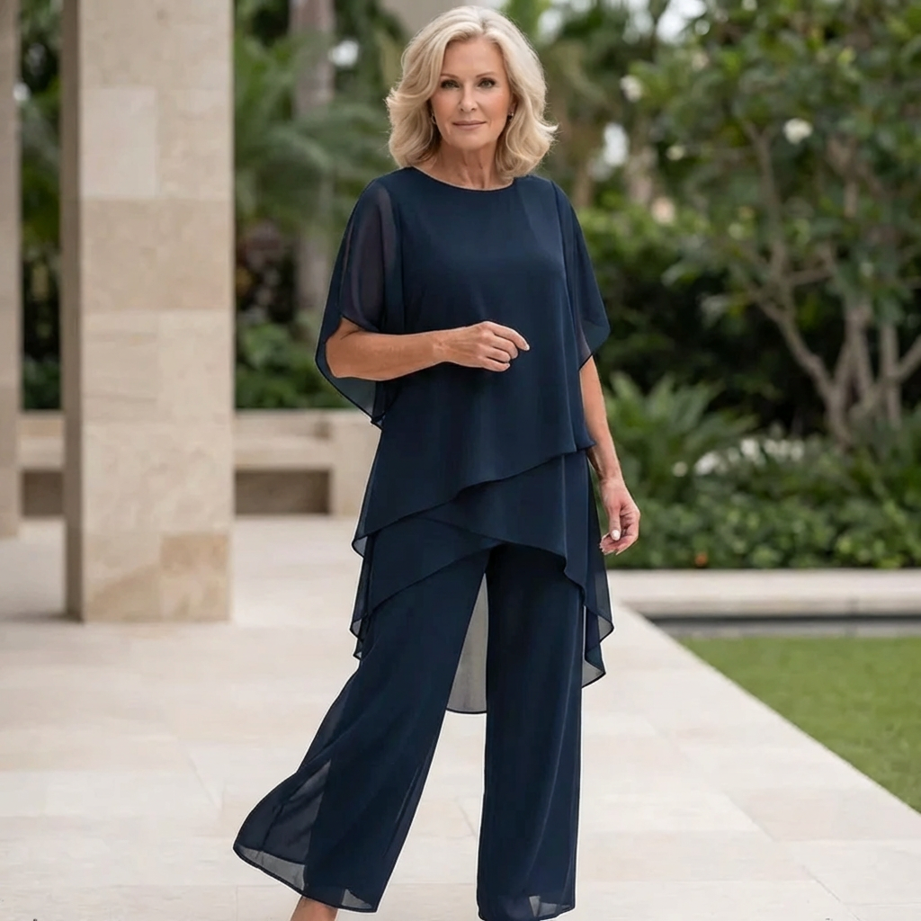 Costume con pantaloni palazzo drappeggiati Donna | Eleganza Fluida & Linea Slanciata