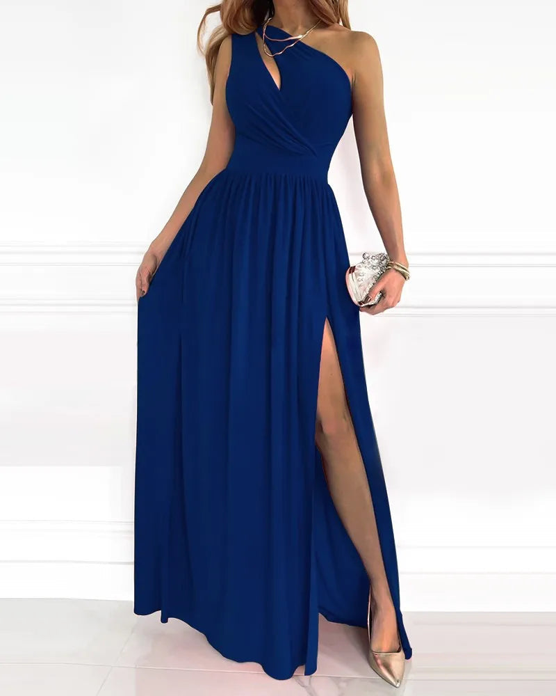 Abito Maxi Donna | Monospalla con Spacco & Dettaglio Gioiello
