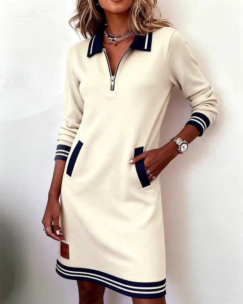 Delia | L'abito con zip frontale e revers 1