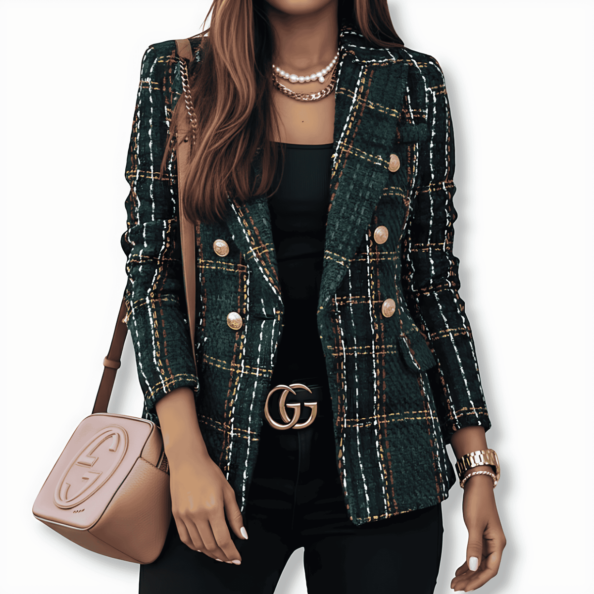 Donna - Blazer a quadri - stile doppiopetto 0