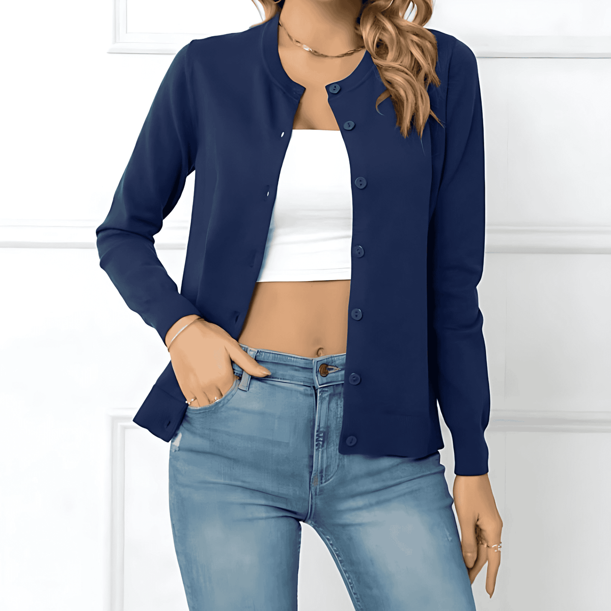 Donna - Cardigan elegante con bottoni sottili 0