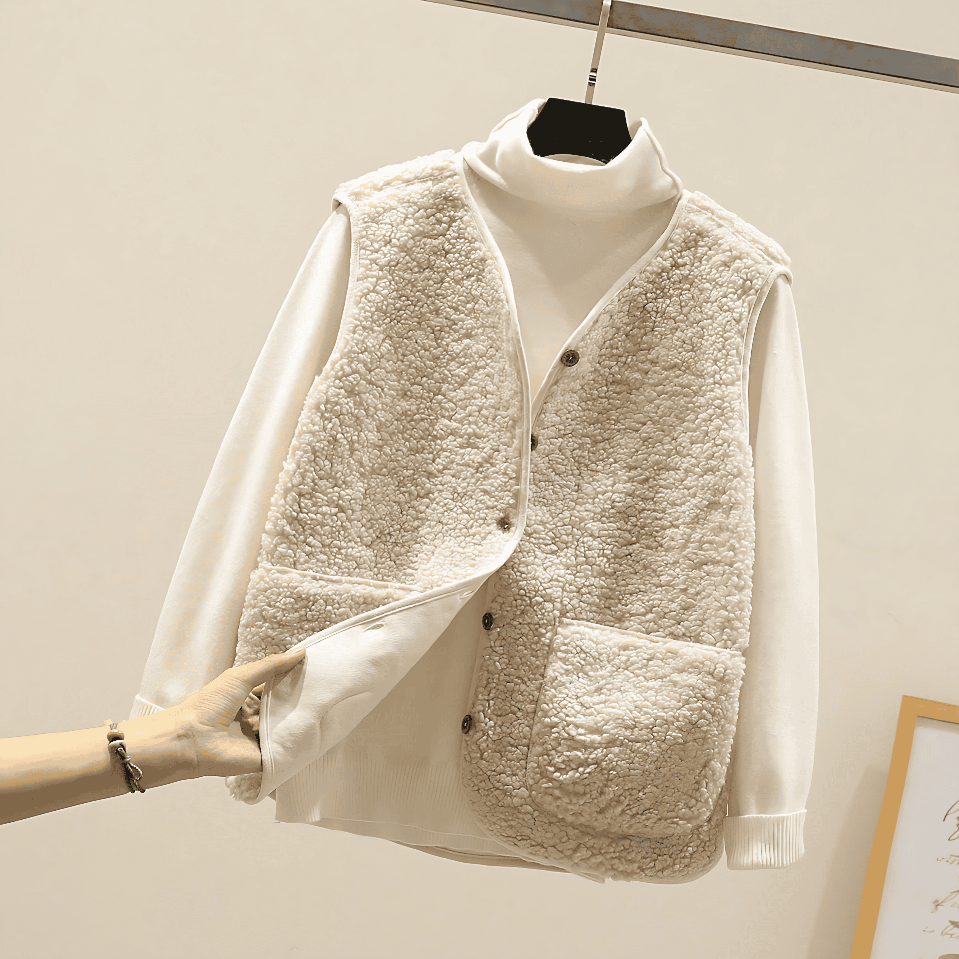 Donna - Gilet in shearling con chiusura a bottoni 0