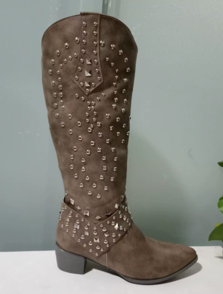 Donna - Stivali da cowboy alti fino al ginocchio - Rivetati 1