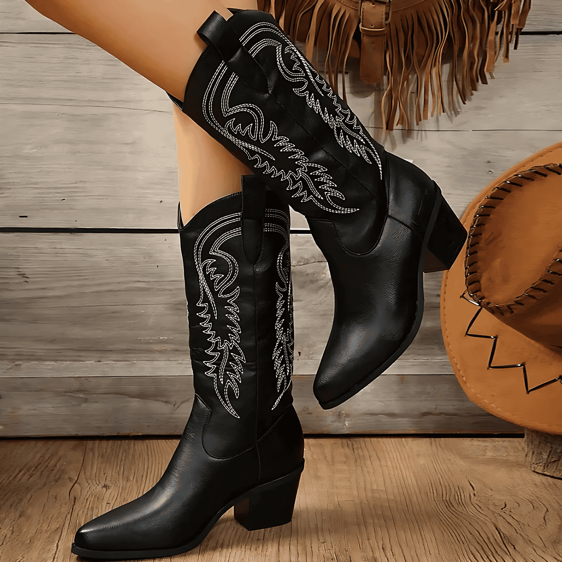 Donna - Stivali da cowboy moderni - Stile con tacco a blocco 0