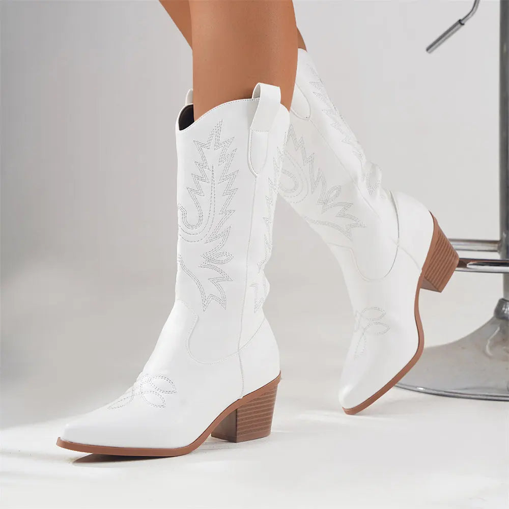 Donna - Stivali da cowboy moderni - Stile con tacco a blocco 2