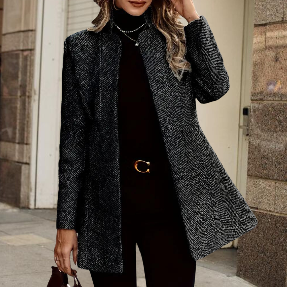 Elegante giacca blazer testurizzata da donna - collo alto 1