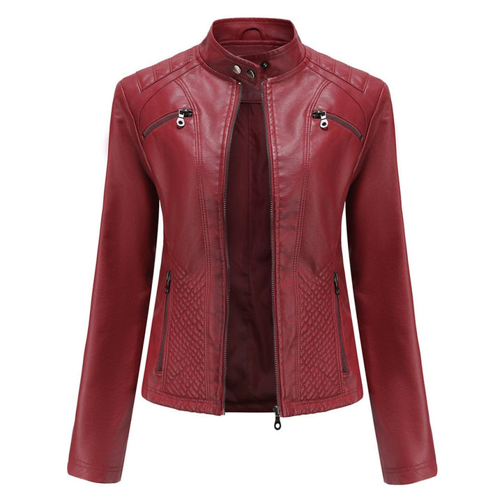 Dames Leren Jas – Elegante Pasvorm met Ritssluiting en Ritsdetails Zwart / S - AIDA LENA