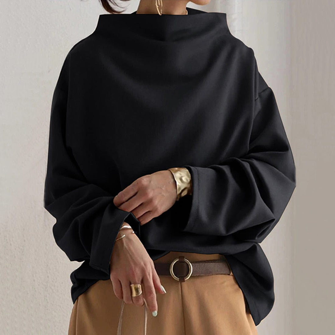 Maniche Lunghe Top Donna | Collo Alto Morbido & Comfort Quotidiano