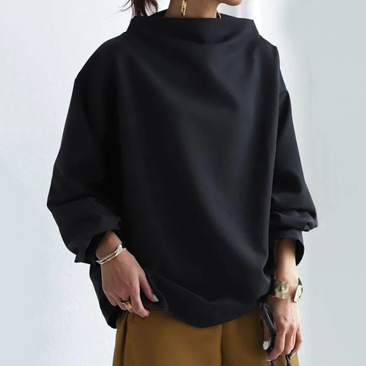 Maniche Lunghe Top Donna | Collo Alto Morbido & Comfort Quotidiano
