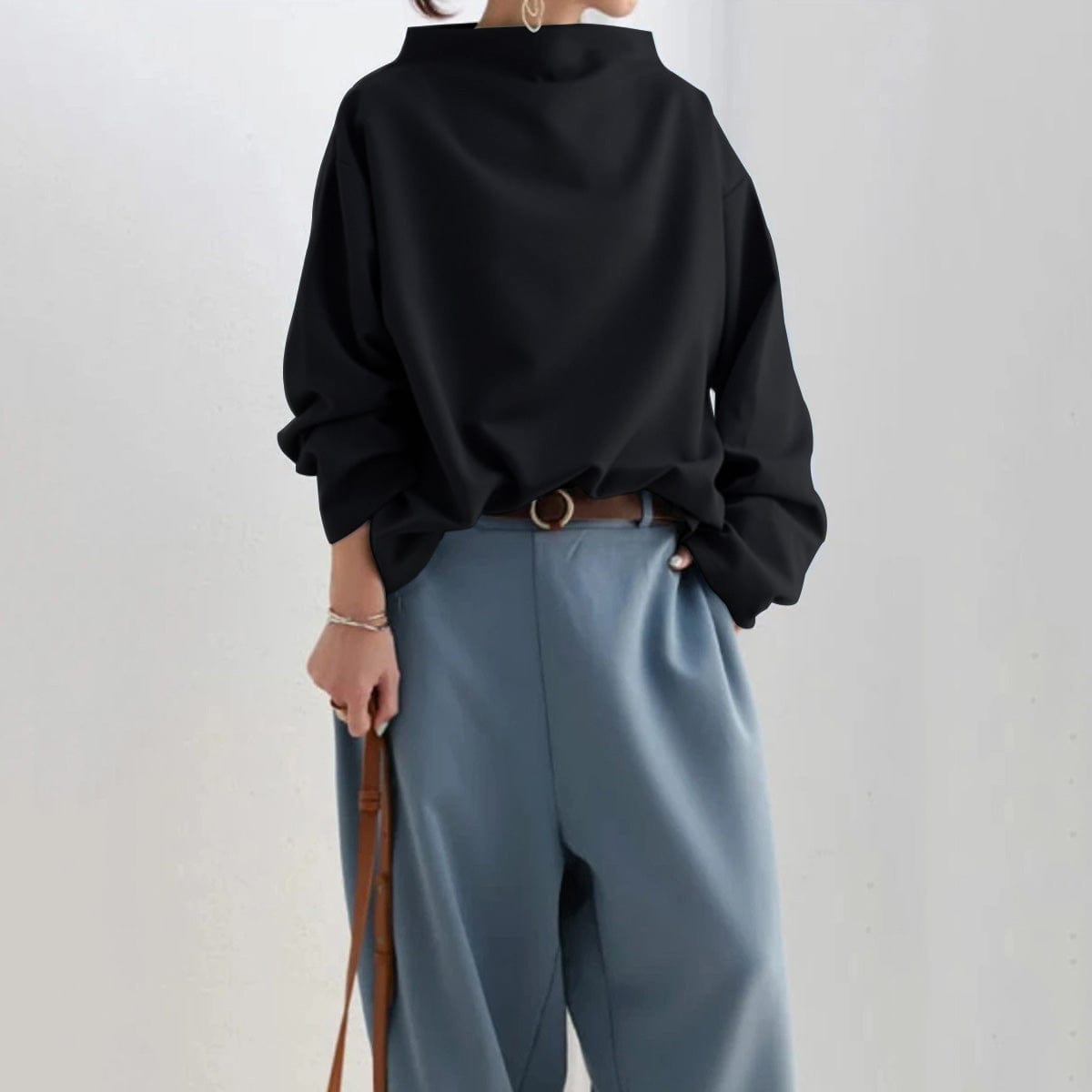 Maniche Lunghe Top Donna | Collo Alto Morbido & Comfort Quotidiano