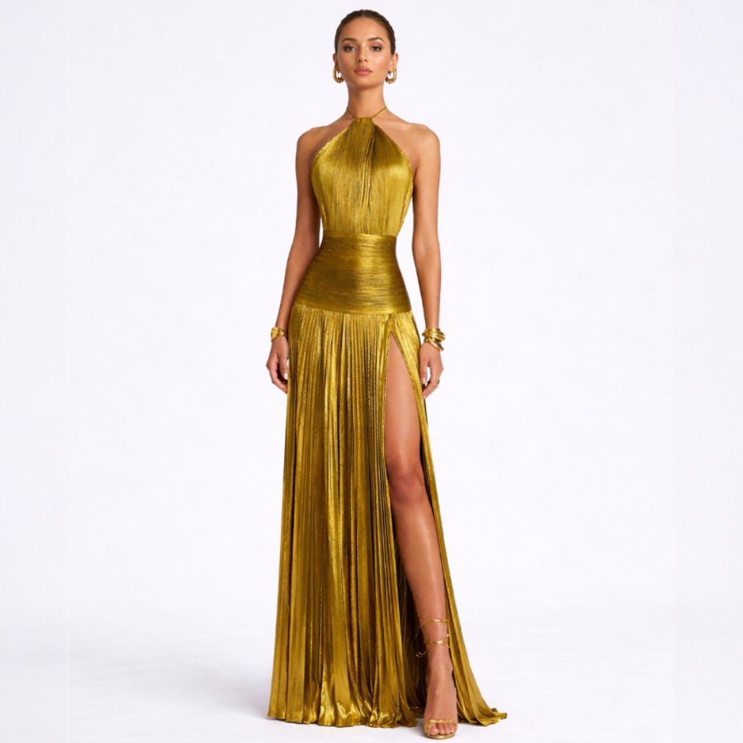 Emma | Vestito Halter Aperto sulla Schiena Metallico 0