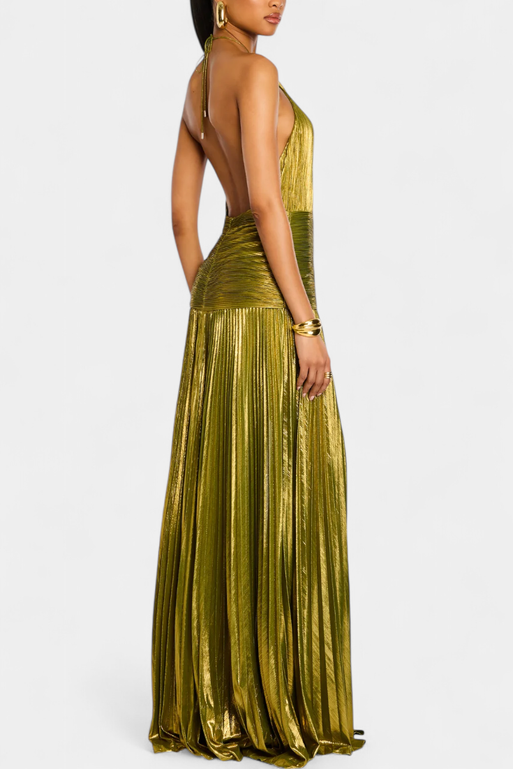 Emma | Vestito Halter Aperto sulla Schiena Metallico 4
